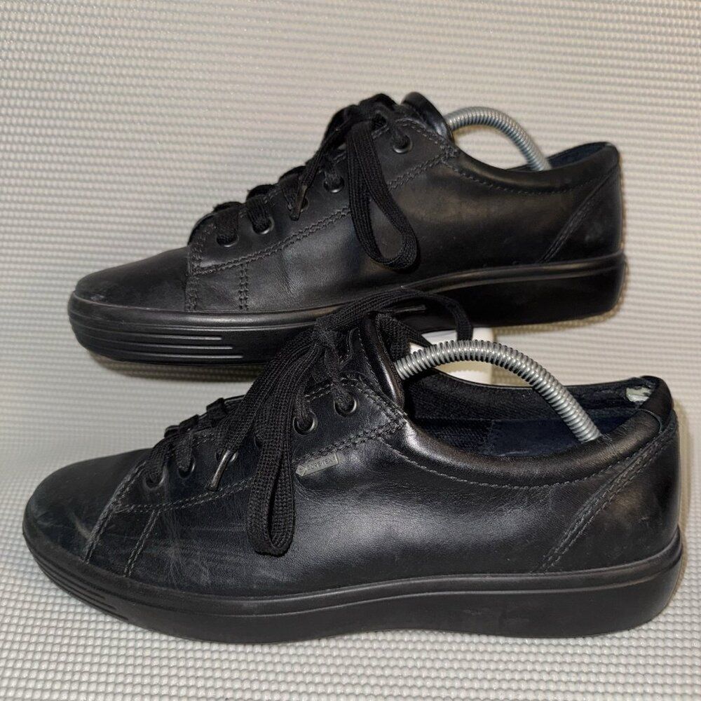 ECCO Soft 7 Black Leather Gore-Tex Outdoor Casual Sneakers Mens Size 9-9.5 (43)